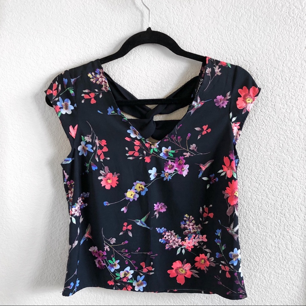 Express Black and floral crop Top